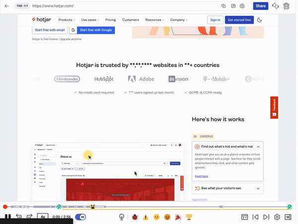 #Funnel analysis in Hotjar showing comparisons across funnel views